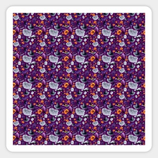 Watercolor Halloween Pattern - Purple Sticker